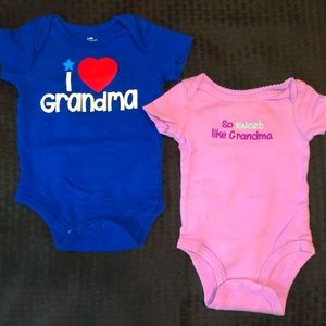 2 baby onesies, Grandma love, size 3-6m